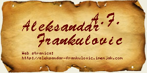 Aleksandar Frankulović vizit kartica